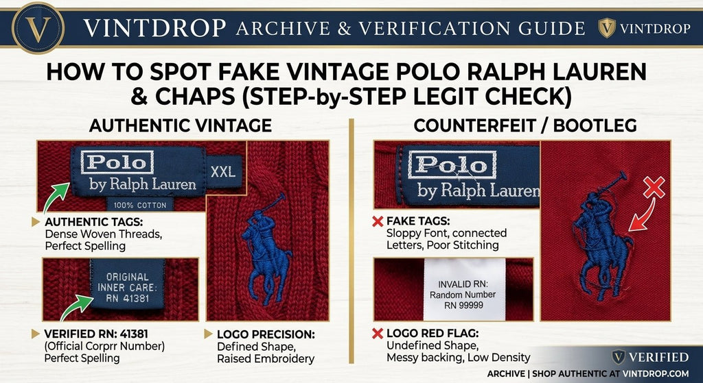 How to Spot Fake Vintage Polo Ralph Lauren & Chaps (Step-by-Step Legit Check) - Vint Drop