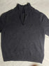 Vintage Nautica Striped Collar Quarter Zip Sweater - Black (Size L)