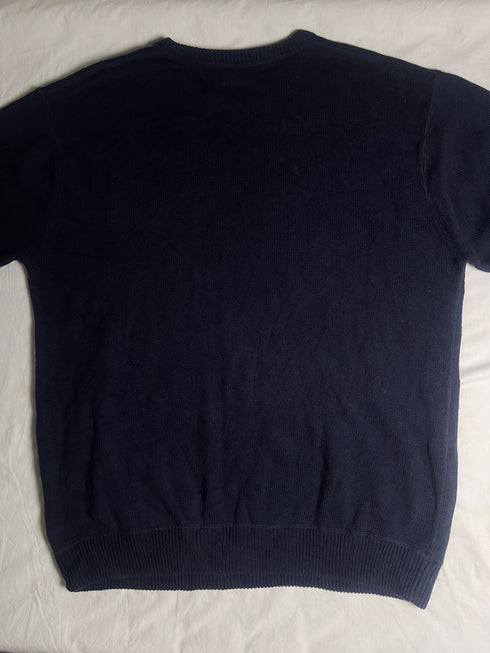 Vintage Nautica Crewneck Cotton Knit Sweater - Black (Size XXL)