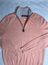 Vintage Nautica Quarter-Zip Cotton Jumper - Peach / Coral Pink (Size S)