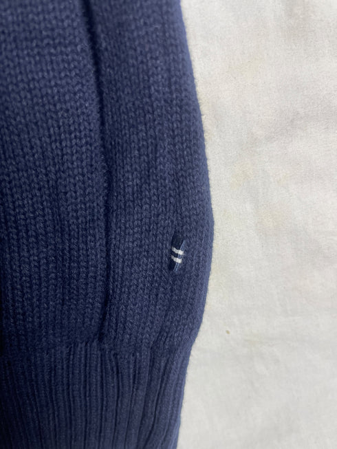 Vintage Nautica Cable Knit Cotton Jumper - Navy Blue (Size L)