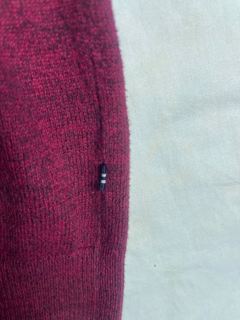 Vintage Nautica V-Neck Cotton Jumper - Burgundy (Size M)