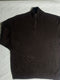 Front view of vintage Nautica chocolate brown quarter-zip cotton sweater laid flat showing zip collar and tonal logo