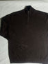 Front view of vintage Nautica chocolate brown quarter-zip cotton sweater laid flat showing zip collar and tonal logo