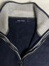 Vintage Nautica Striped Collar Quarter Zip Sweater - Black (Size L)