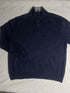 Vintage Nautica Striped Collar Quarter Zip Sweater - Black (Size L)