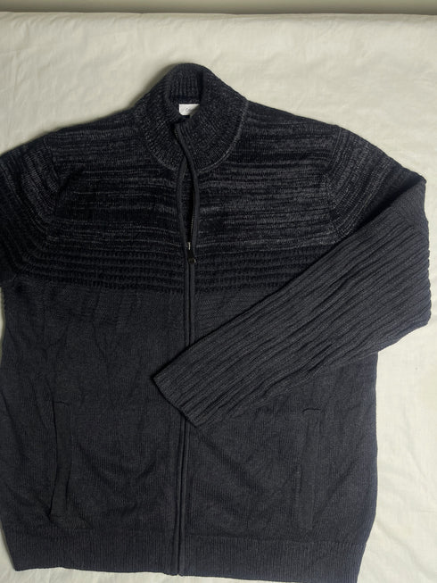 Vintage Calvin Klein Full Zip Knit Cardigan Sweater - Black (Size L)