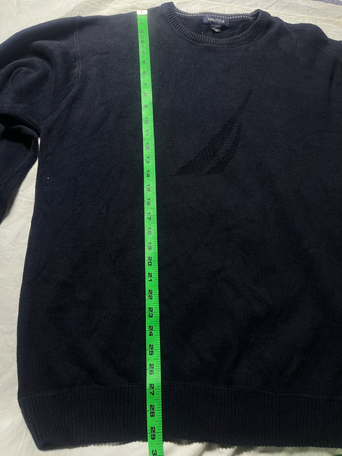 Vintage Nautica Crewneck Cotton Knit Sweater - Black (Size XXL)