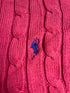 Authentic Polo Ralph Lauren Cable-Knit Cotton V-Neck Sweater – Vibrant Hot Pink (Size XS) - Vint Drop