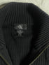 Vintage Calvin Klein Black Ribbed Quarter-Zip Sweater - Size XXL - Vint Drop