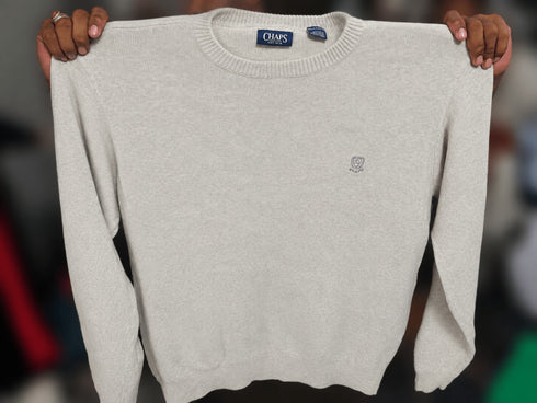 Vintage CHAPS Knit Crewneck Sweater – Light Grey - Vint Drop