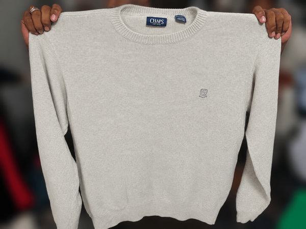 Vintage CHAPS Knit Crewneck Sweater – Light Grey - Vint Drop