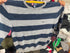 Vintage Chaps Navy & Grey Striped Knit Crewneck Sweater - Size L - Vint Drop