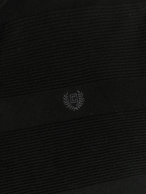 Vintage Chaps Ralph Lauren Quarter-Zip Sweater - Black Textured Knit Jumper (XL) - Vint Drop