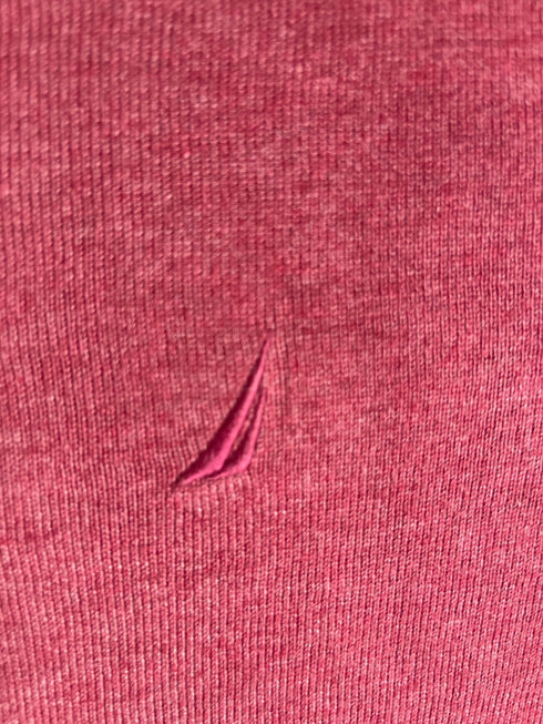 Vintage Nautica V-Neck Knit Jumper - Maroon / Heathered Red (Size XL) - Vint Drop