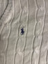 Vintage Polo Ralph Lauren Cable-Knit V-Neck Sweater - White Pima Cotton (XS) - Vint Drop