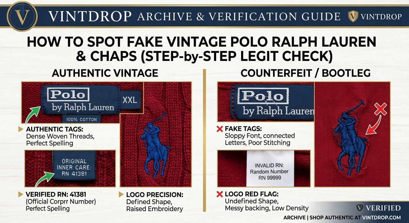 How to Spot Fake Vintage Polo Ralph Lauren & Chaps (Step-by-Step Legit Check) - Vint Drop