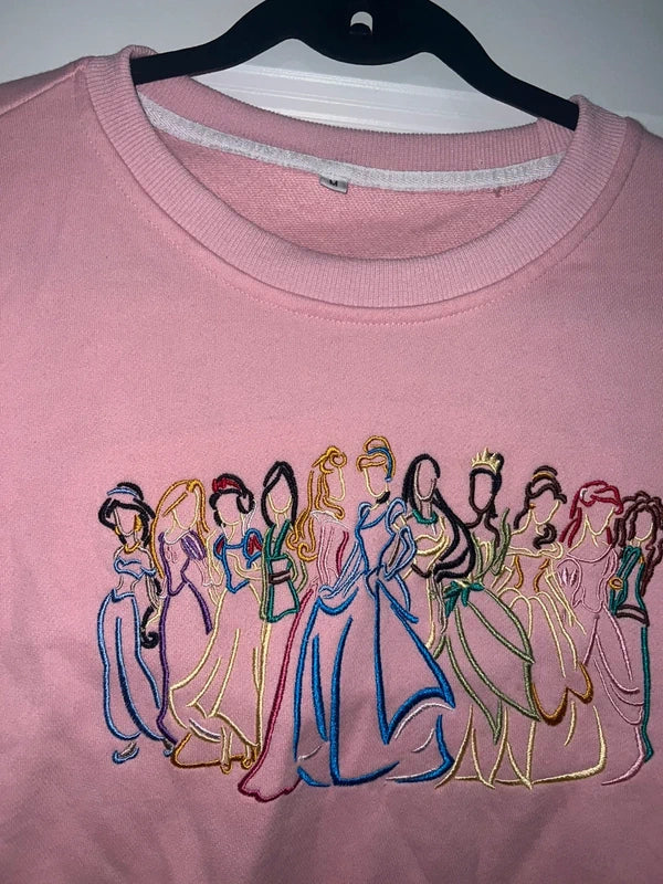 Pink Embroidered Princess Crewneck Sweatshirt
