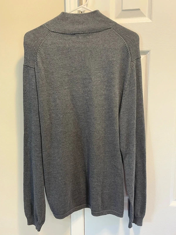 100% Authentic Calvin Klein Men's Quarter-Zip Mock Neck Sweater – Gray (Size Large) - NWOT