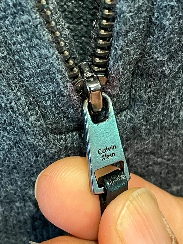 100% Authentic Calvin Klein Men's Quarter-Zip Mock Neck Sweater – Gray (Size Large) - NWOT