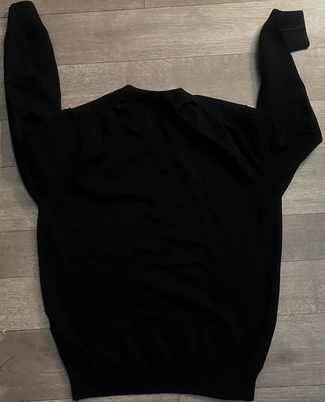100% Authentic Lacoste Men's V-Neck Cotton Sweater – Classic Black (Size Large)