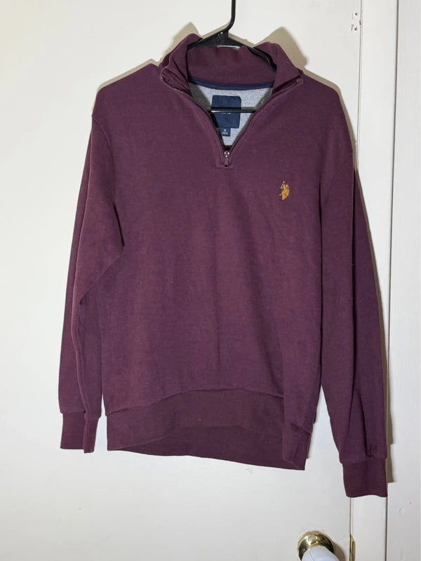 U.S. Polo Assn. Men's Quarter-Zip Sweater – Rich Burgundy (Size Medium)
