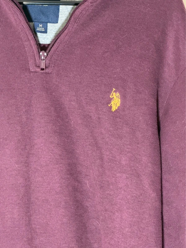 U.S. Polo Assn. Men's Quarter-Zip Sweater – Rich Burgundy (Size Medium)