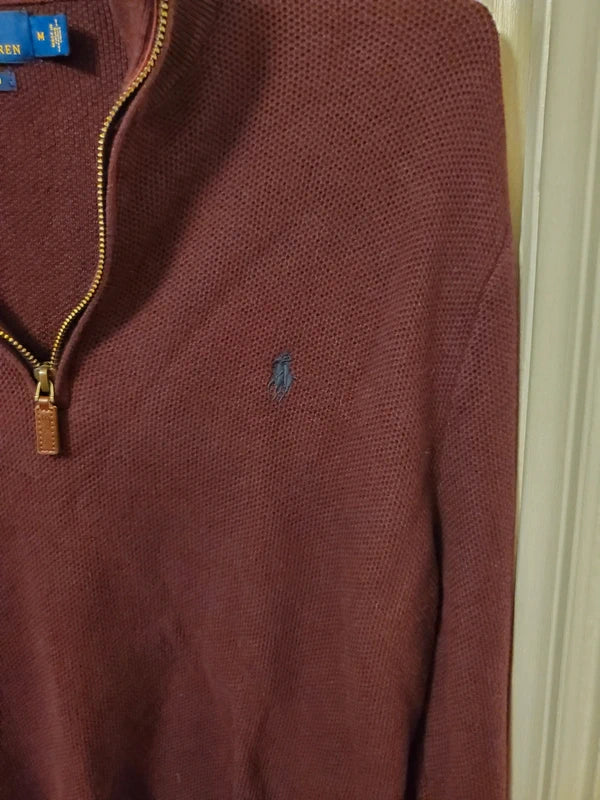 Polo Ralph Lauren Men’s Pima Cotton Quarter-Zip Pullover - Burgundy (Size M)