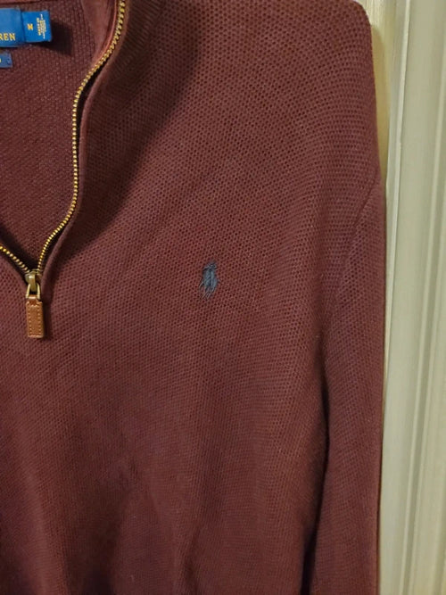 Polo Ralph Lauren Men’s Pima Cotton Quarter-Zip Pullover - Burgundy (Size M)
