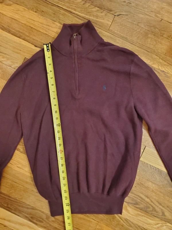 Polo Ralph Lauren Men’s Pima Cotton Quarter-Zip Pullover - Burgundy (Size M)