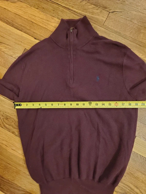 Polo Ralph Lauren Men’s Pima Cotton Quarter-Zip Pullover - Burgundy (Size M)