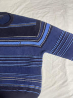 Vintage Nautica V-Neck Knit Sweater - Slate Blue (Size L)