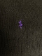 Authentic Polo by Ralph Lauren Ribbed Crewneck Sweater – Black with Purple Pony (Size Large) - Vint Drop