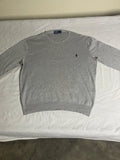 Authentic Polo by Ralph Lauren Ribbed Crewneck Sweater – Heather Grey with Navy Pony (Size Large) - Vint Drop