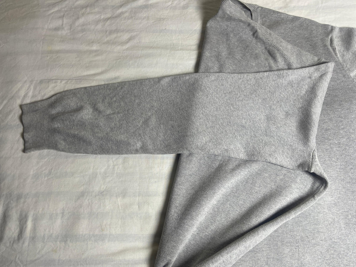 Authentic Polo by Ralph Lauren Ribbed Crewneck Sweater – Heather Grey with Navy Pony (Size Large) - Vint Drop