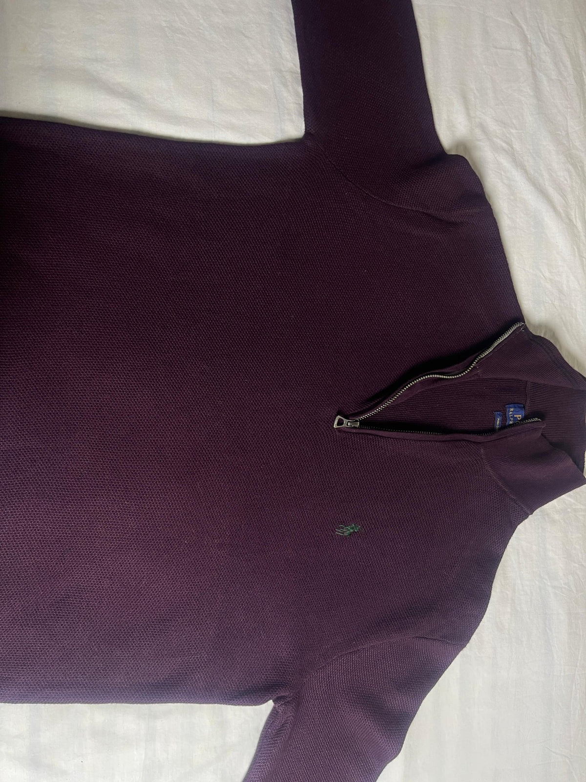 Authentic Polo Ralph Lauren 100% Pima Cotton Quarter-Zip Sweater – Dark Plum (Size Small) - Vint Drop