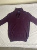 Authentic Polo Ralph Lauren 100% Pima Cotton Quarter-Zip Sweater – Dark Plum (Size Small) - Vint Drop