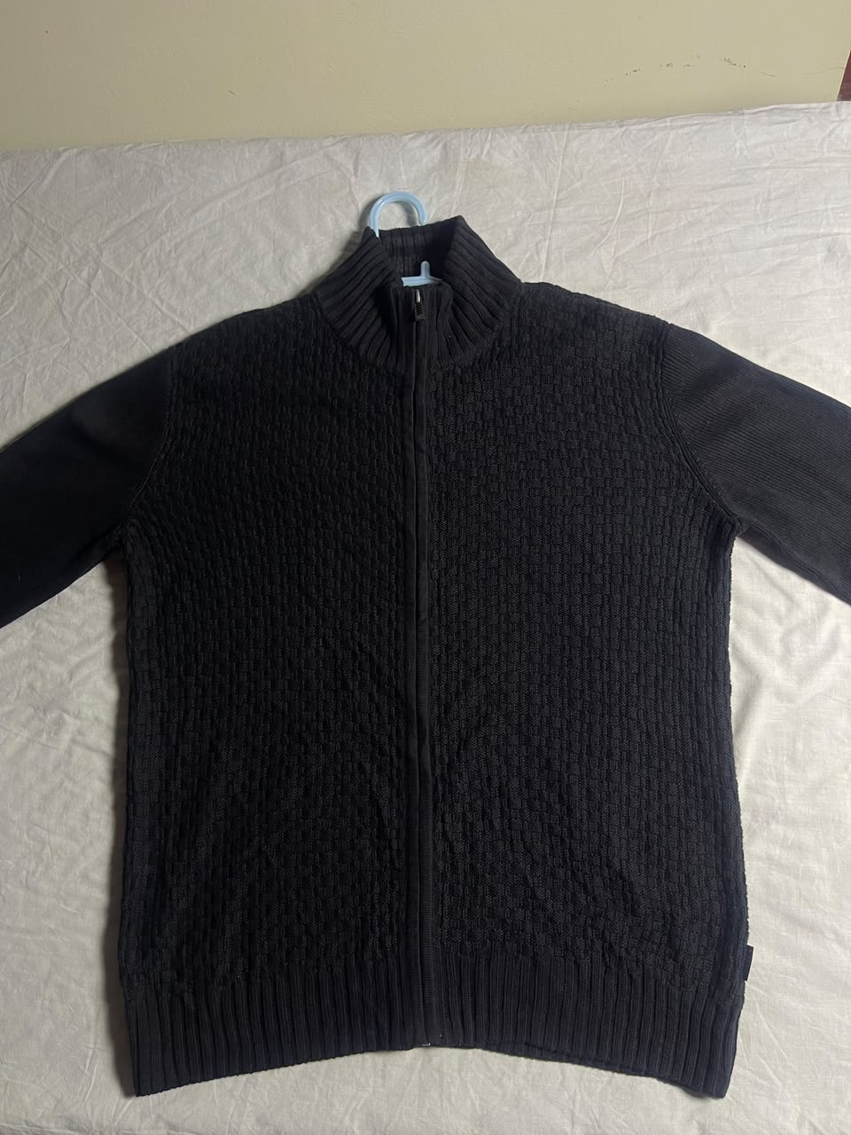 Calvin Klein Vintage Full-Zip Cable Knit Cardigan Sweater Black S - Vint Drop