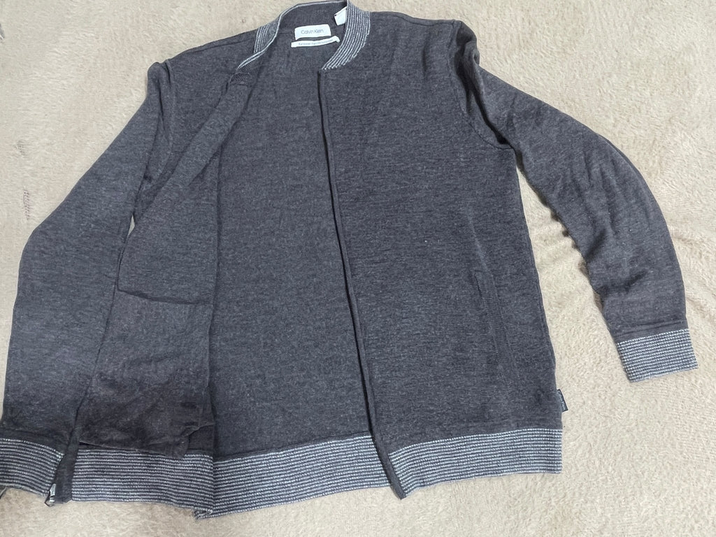 Calvin Klein Vintage Grey Zip Knit Jacket – Unisex - Vint Drop