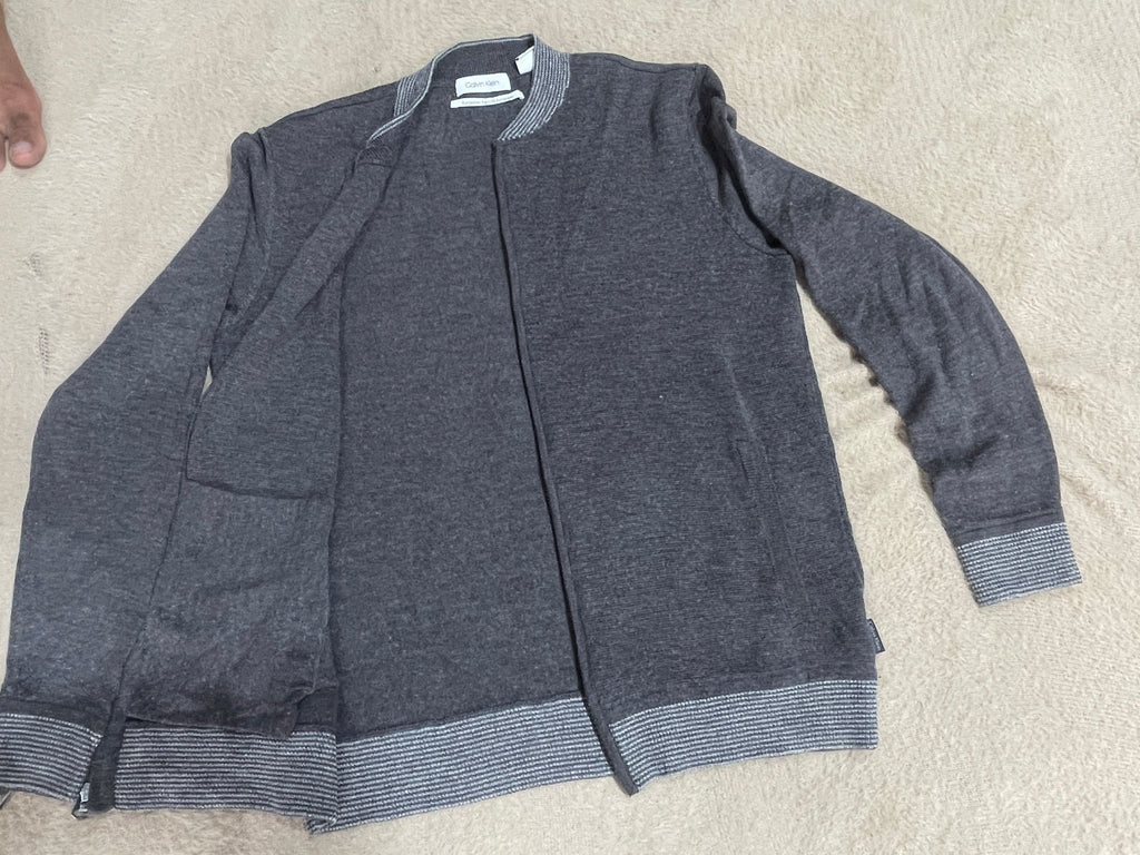 Calvin Klein Vintage Grey Zip Knit Jacket – Unisex - Vint Drop