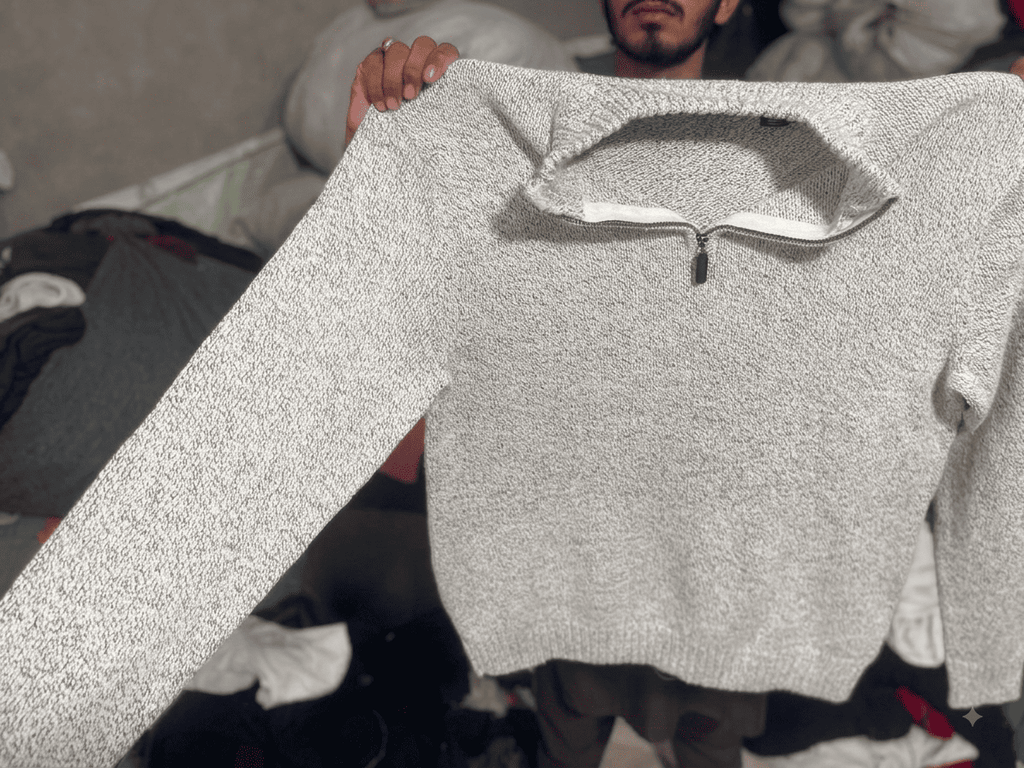 CHAPS Men's Quarter-Zip Knit Pullover Sweater – Heather Light Grey (Size L) - Vint Drop