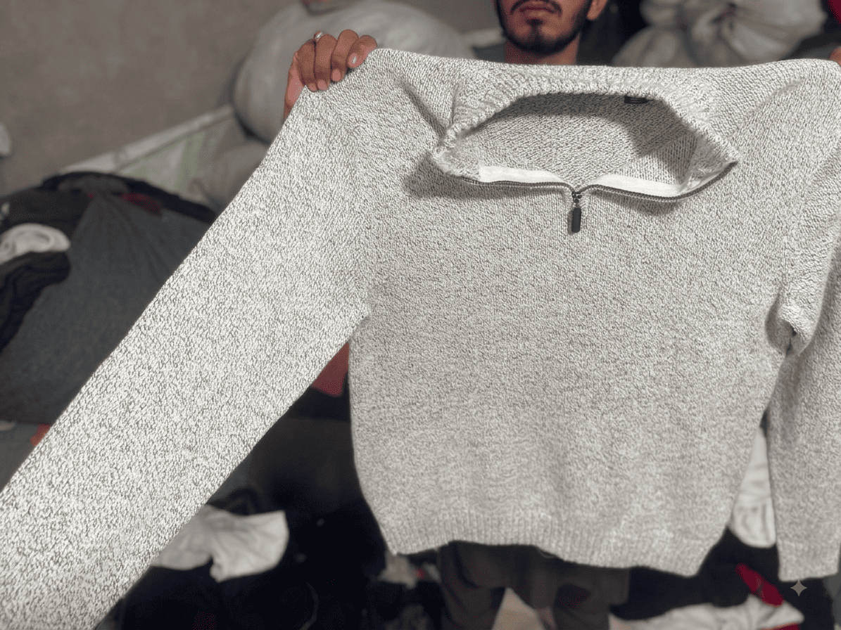 CHAPS Men's Quarter-Zip Knit Pullover Sweater – Heather Light Grey (Size L) - Vint Drop