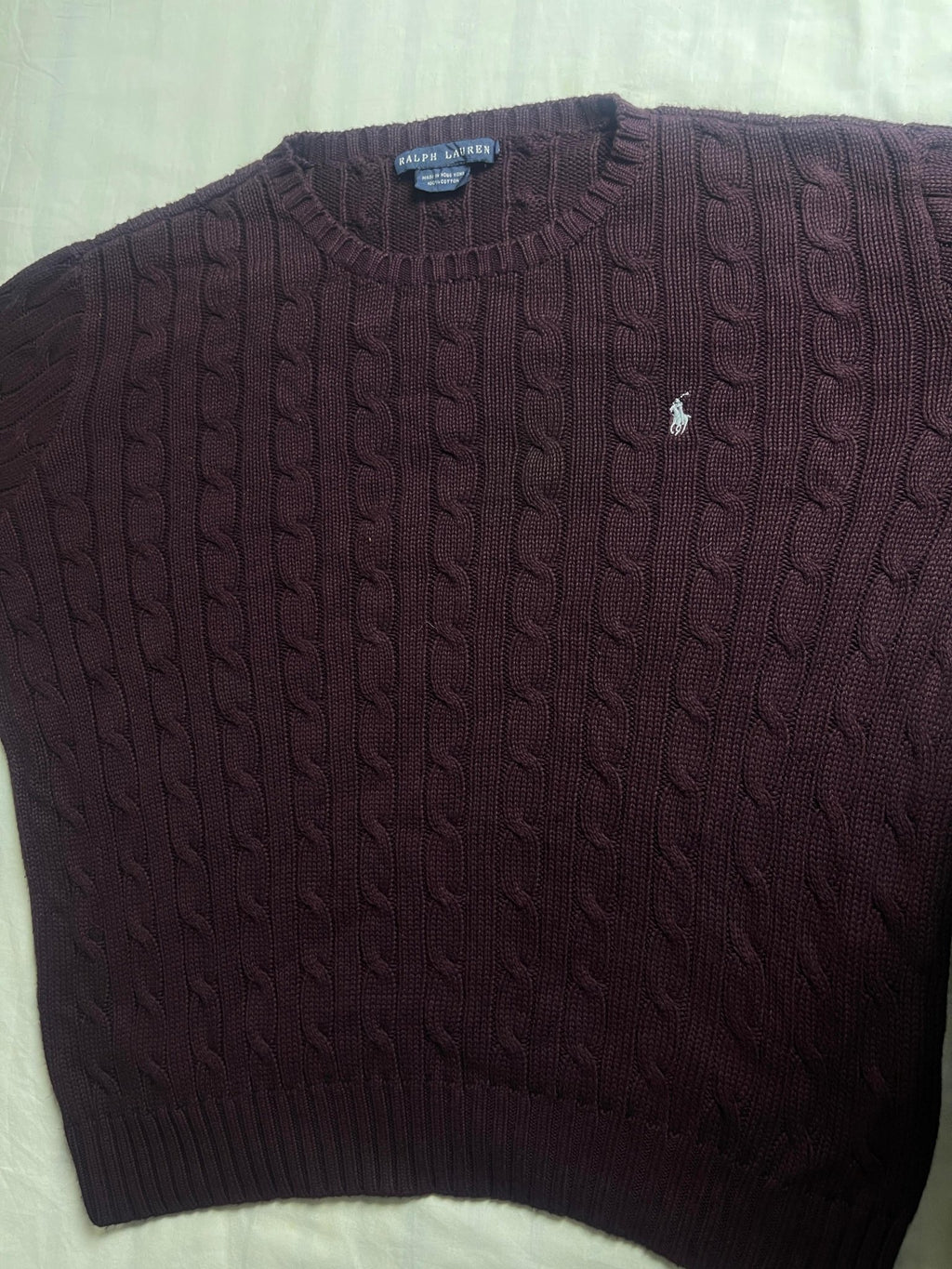 Men’s Premium Cable-Knit Crewneck Jumper – Burgundy / Maroon - Vint Drop