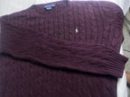Men’s Premium Cable-Knit Crewneck Jumper – Burgundy / Maroon - Vint Drop
