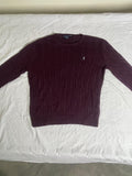 Men’s Premium Cable-Knit Crewneck Jumper – Burgundy / Maroon - Vint Drop