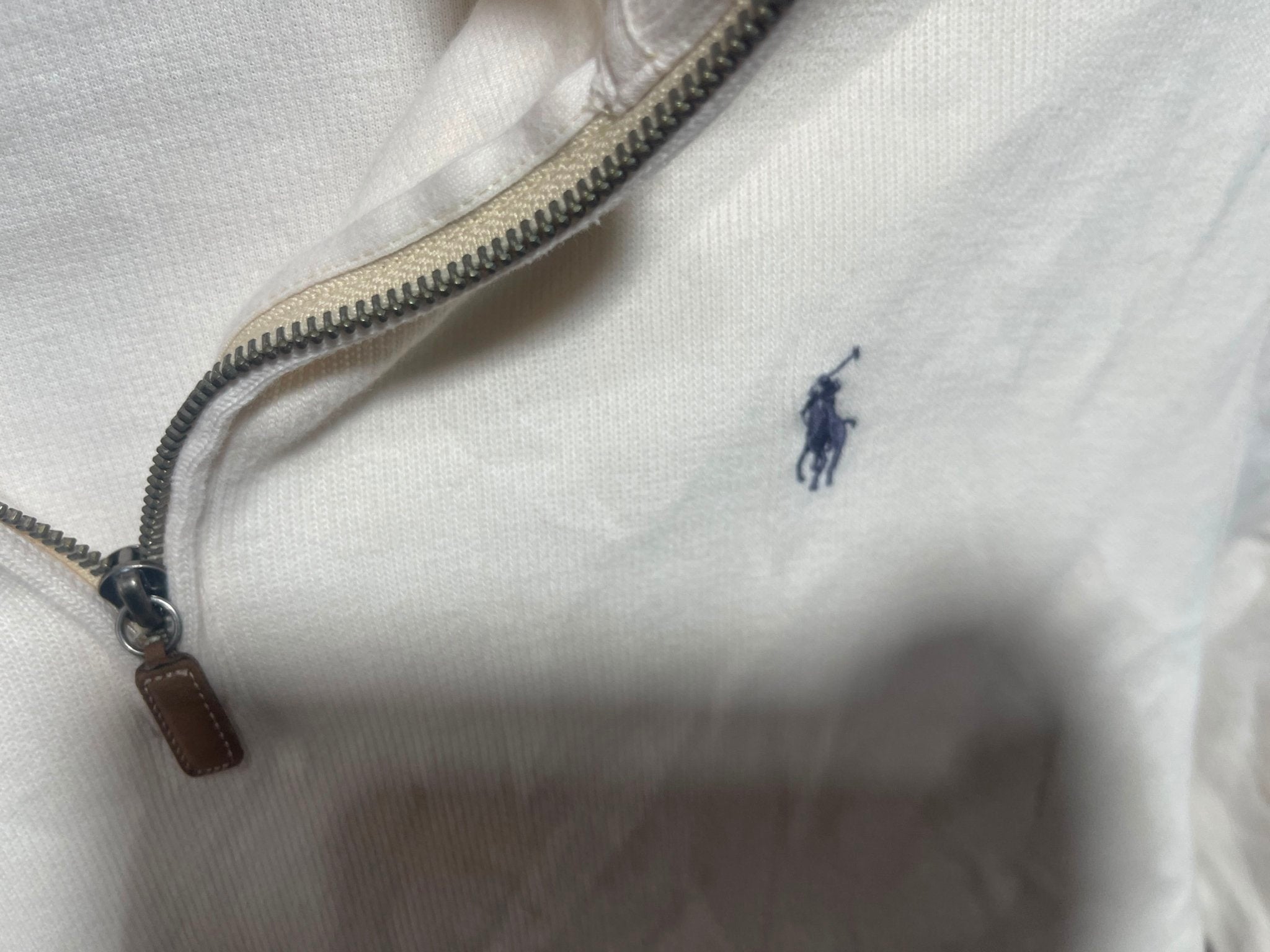 Polo Ralph Lauren Men's Quarter-Zip Sweatshirt – Off-White / Cream (Size L) - Vint Drop
