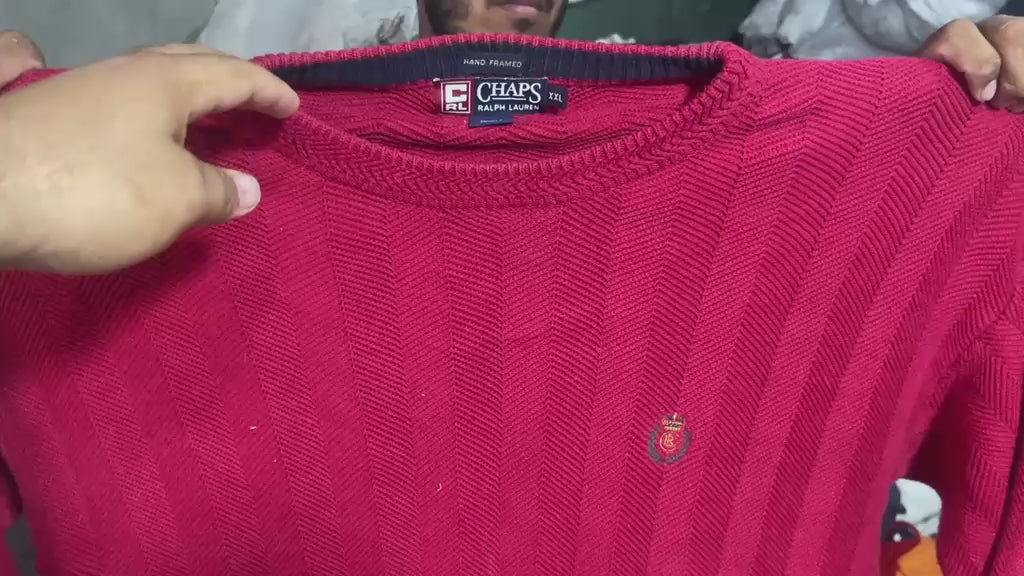 Vintage Chaps Ralph Lauren Knit Sweater Red XXL