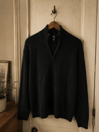Vintage Calvin Klein Black Ribbed Quarter-Zip Sweater - Size XXL - Vint Drop