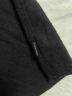Vintage Calvin Klein Black Sleeve-Logo Quarter-Zip Knit Jumper - Vint Drop