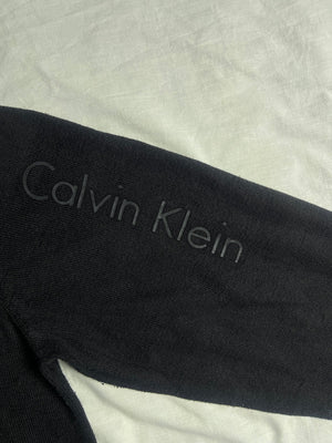 Vintage Calvin Klein Black Sleeve-Logo Quarter-Zip Knit Jumper - Vint Drop